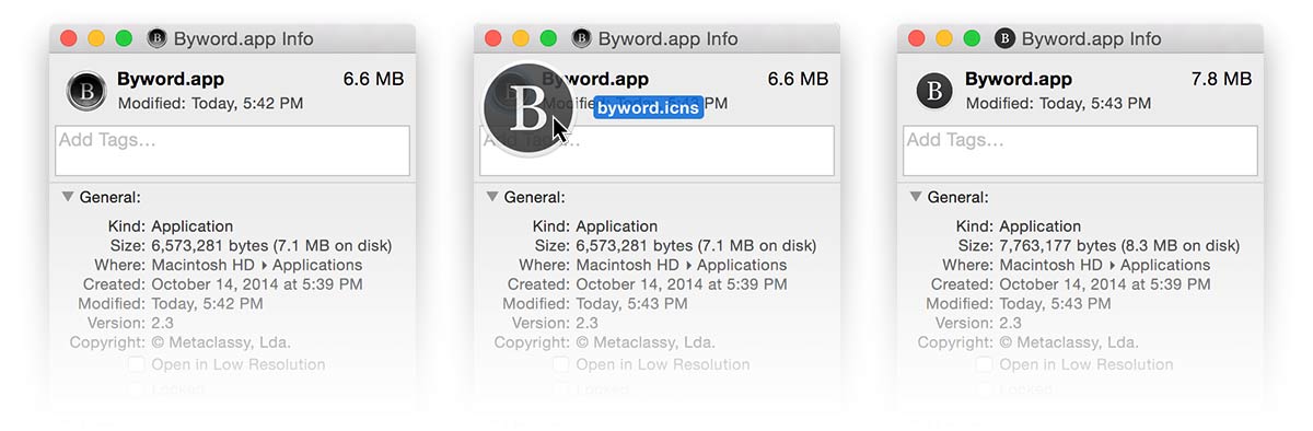 Byword icon in the dock